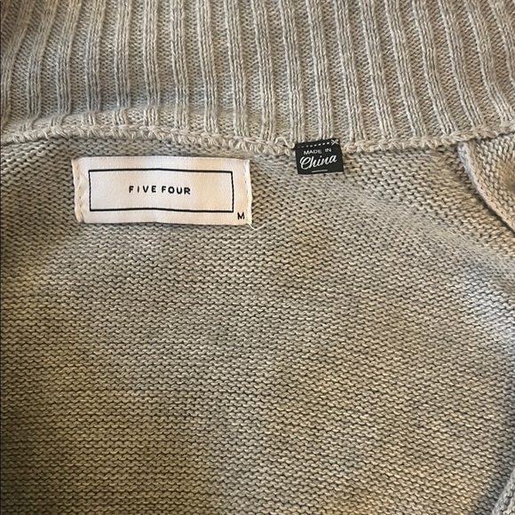 FIVE FOUR Mens Grey Button Front Mock Neck Sweater Size M - Picture 2 of 6